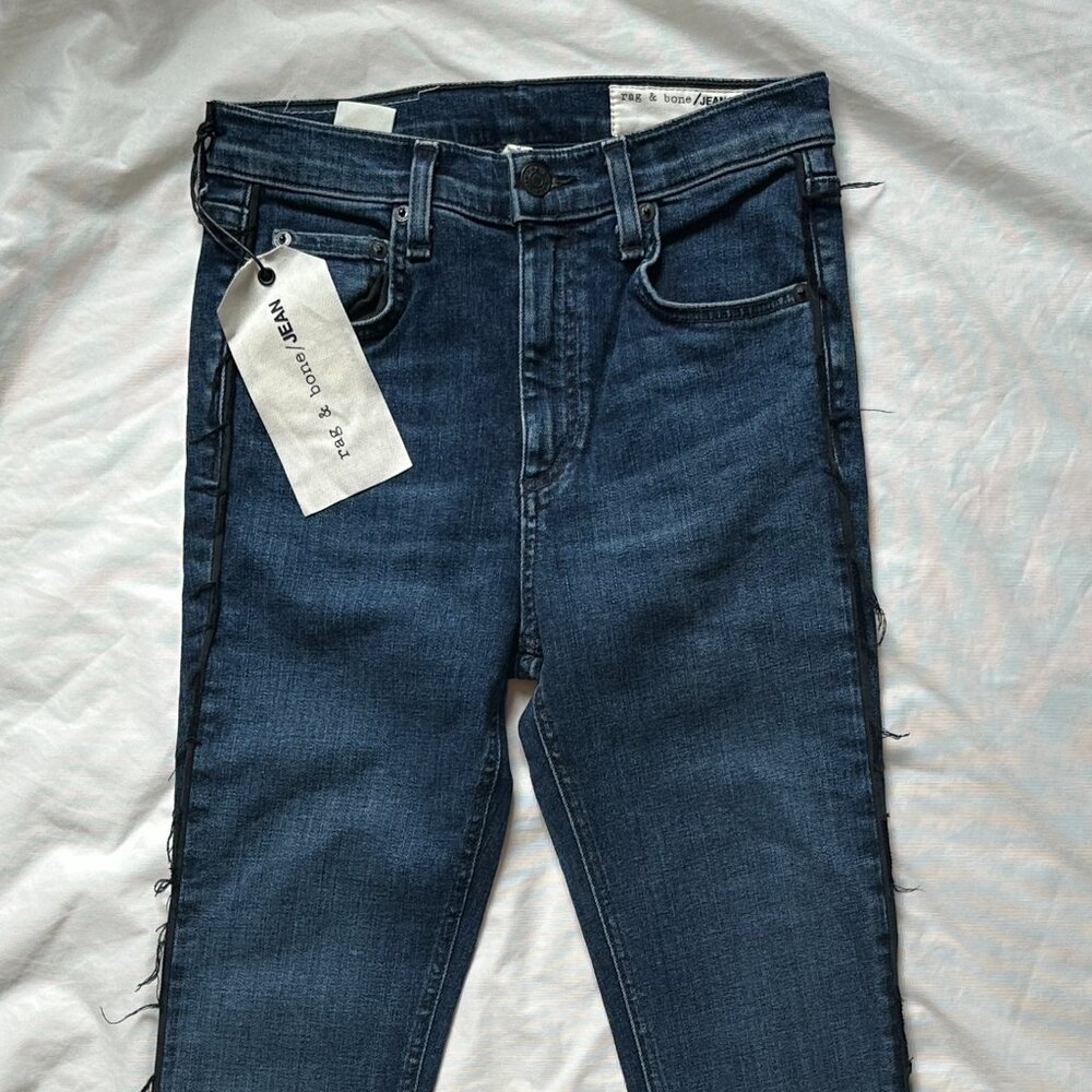 Rag & Bone Women Jeans Skinny High Rise Size 25 Denim with Black Tape Accent NWT